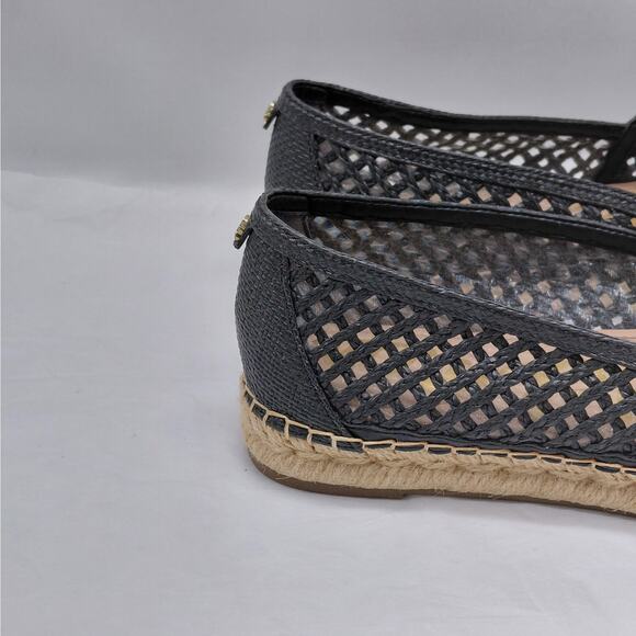 Sam Edelman Womens Espadrille Flats Size 9 Black Raffia Mesh Logo Slip On Shoes - Picture 8 of 15